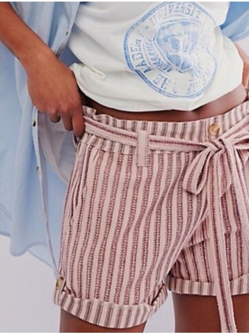 Free People One Harriet Striped 100% cotton shorts size XL
